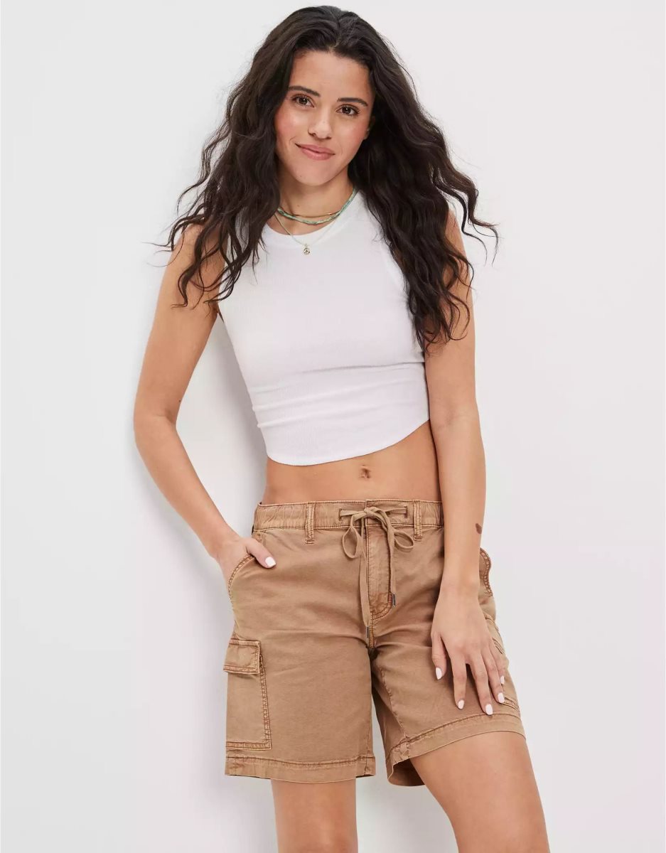 Shorts American Eagle AE Stretch Low-Rise Baggy Cargo Marron Femme | SNM-91774949